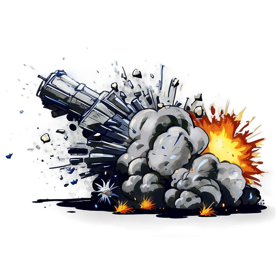 Cartoon Explosion With Debris Png Qai PNG image