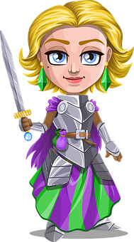 Cartoon Female Knight Vector PNG image