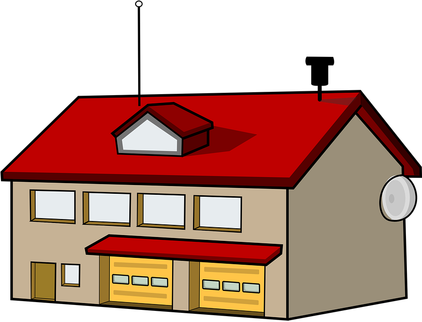 Cartoon Fire Station Vector PNG image