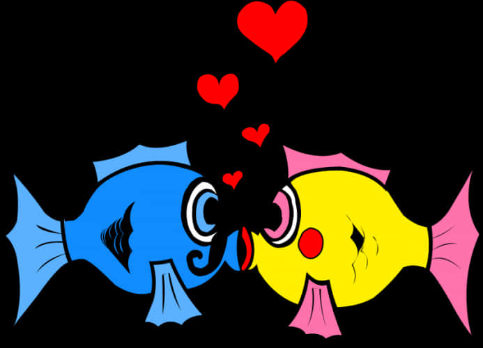 Cartoon Fish Kissing PNG image