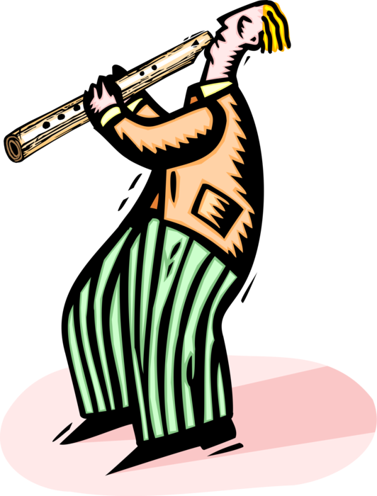 Cartoon Flute Player Illustration PNG image