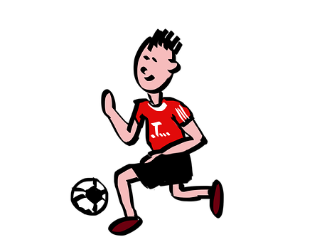 Cartoon Football Player Red Jersey PNG image