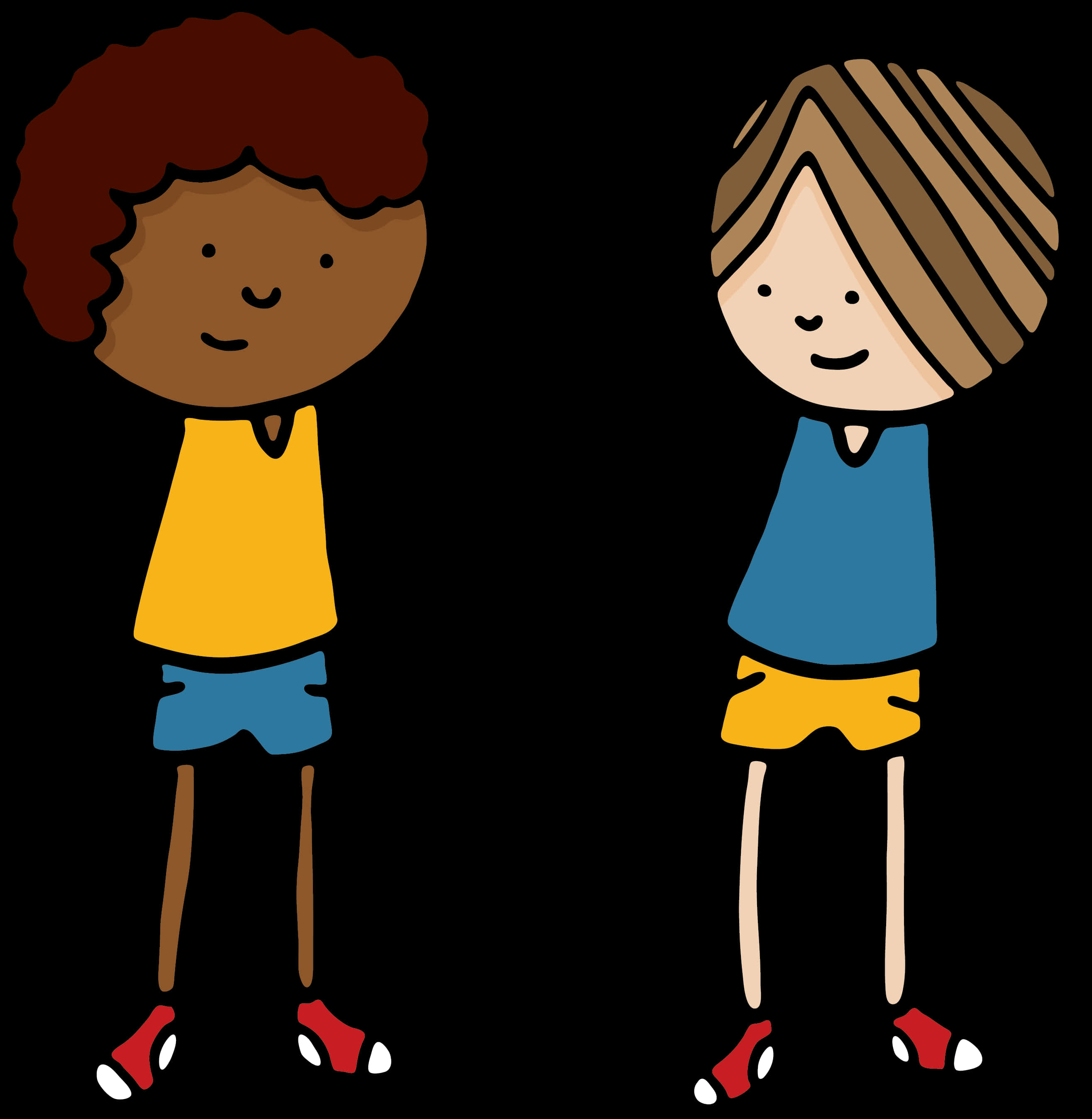 Cartoon Friends Standing Together PNG image