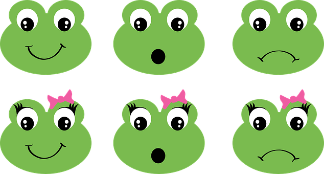 Cartoon_ Frog_ Faces_ Expressions PNG image