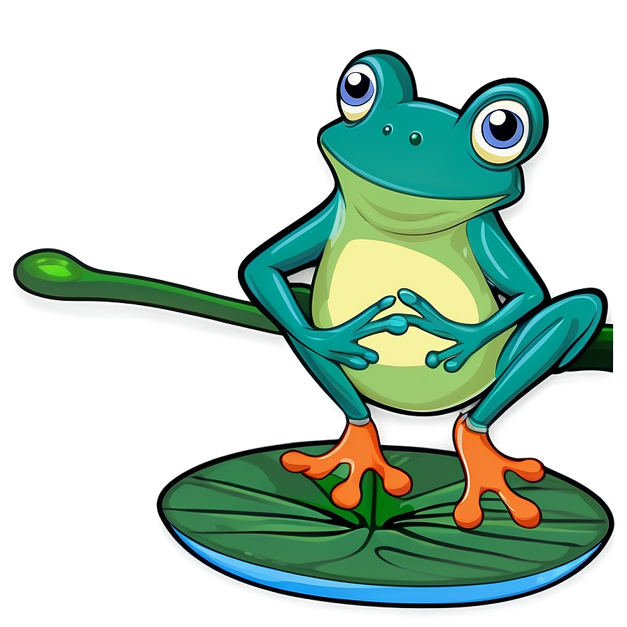 Cartoon Frog On Lily Pad Png 06272024 PNG image