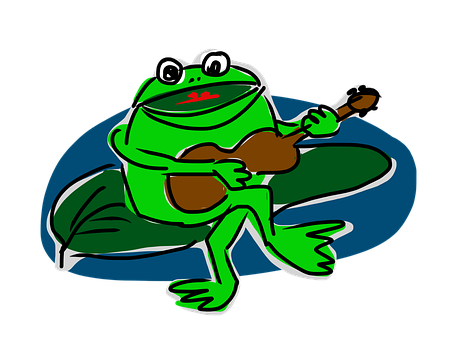 Cartoon Frog Playing Guitar PNG image