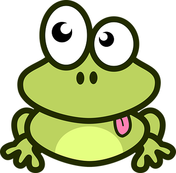 Cartoon Frog Sitting Black Background PNG image