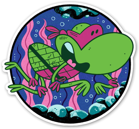 Cartoon Frog Swimming Underwater Sticker PNG image