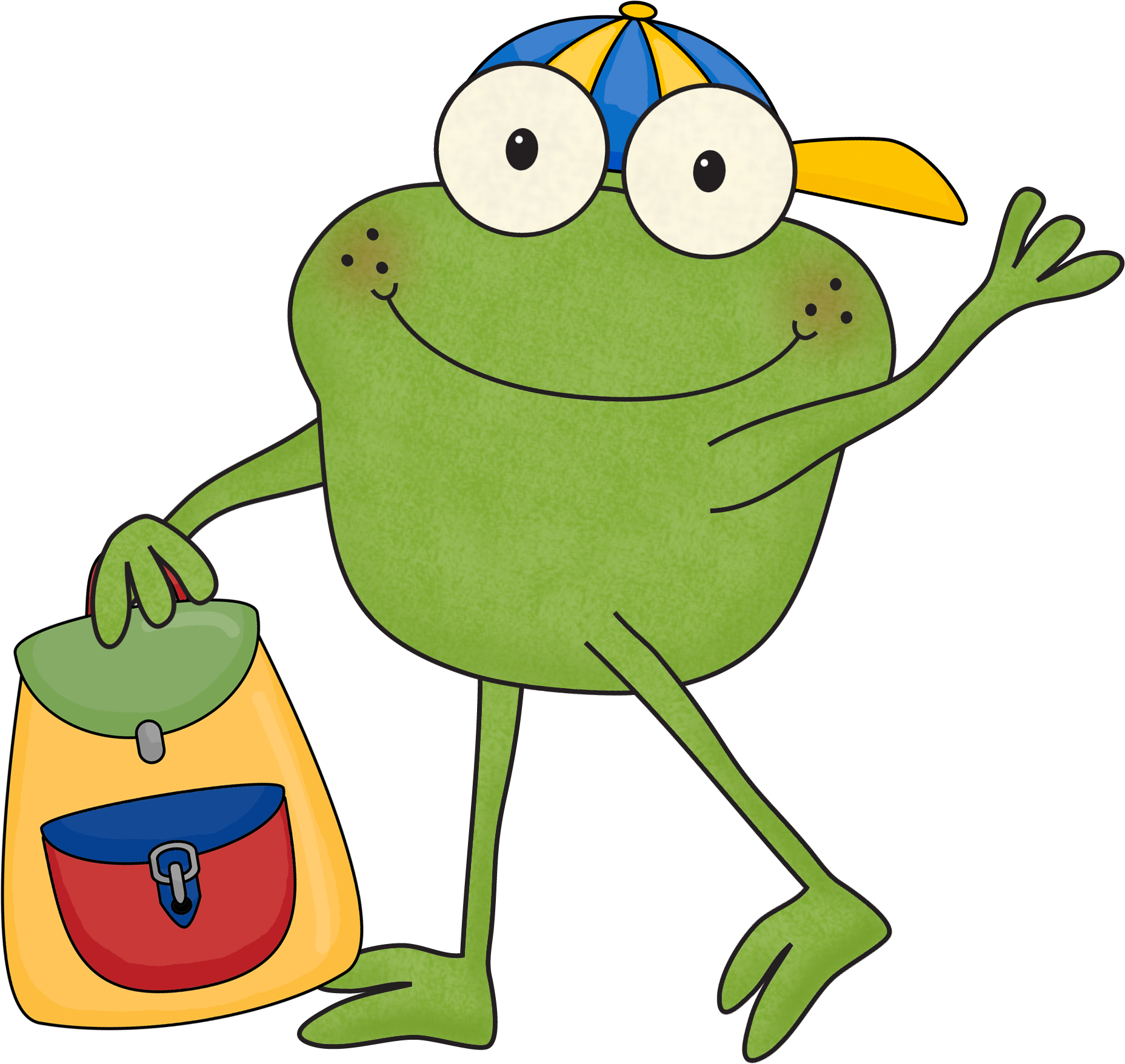 Cartoon Frog With Backpack.png PNG image
