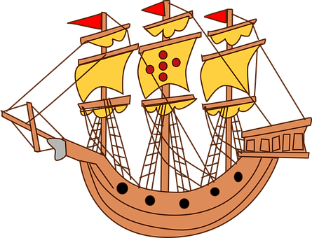 Cartoon Galleon Ship Illustration PNG image
