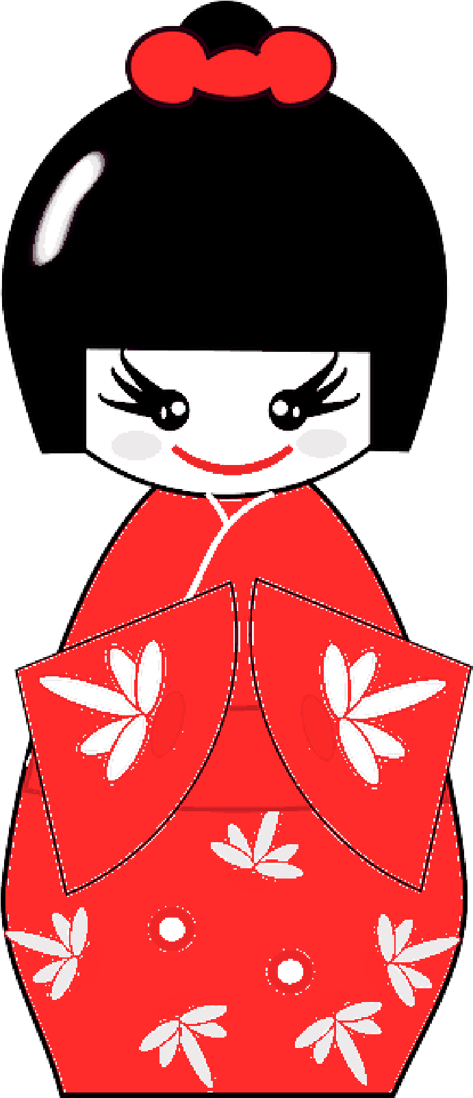Cartoon Geishain Red Kimono PNG image
