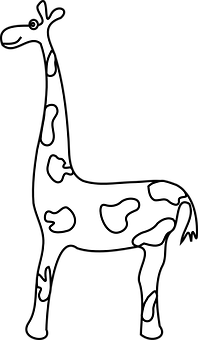 Cartoon Giraffe Blackand White PNG image