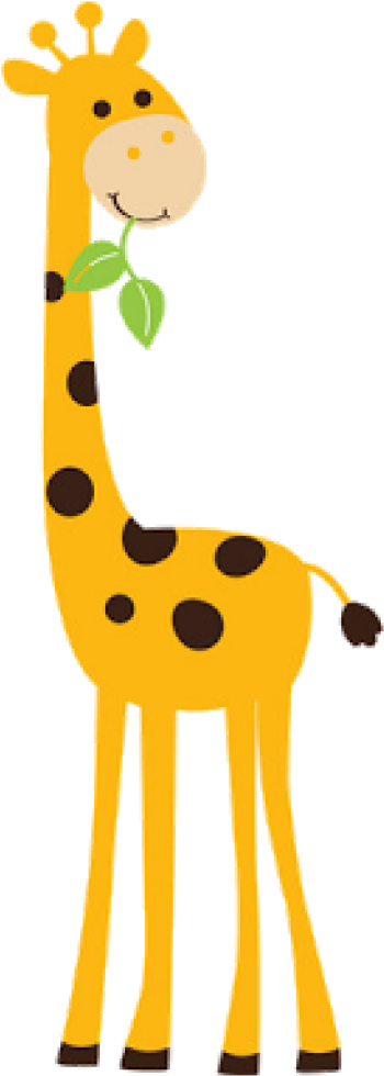 Cartoon Giraffe Chewing Leaves PNG image