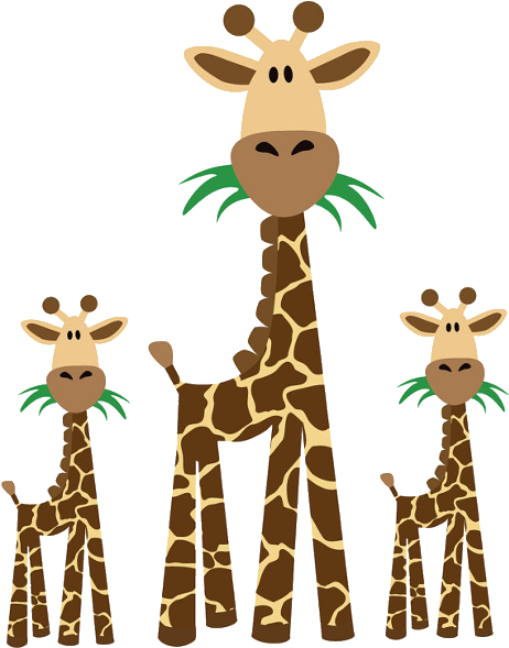 Cartoon Giraffe Family Illustration PNG image