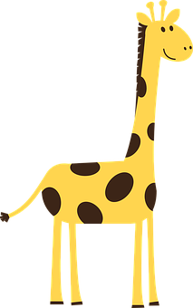 Cartoon Giraffe Standing Black Background PNG image