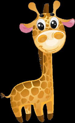 Cartoon Giraffe Standing Black Background PNG image