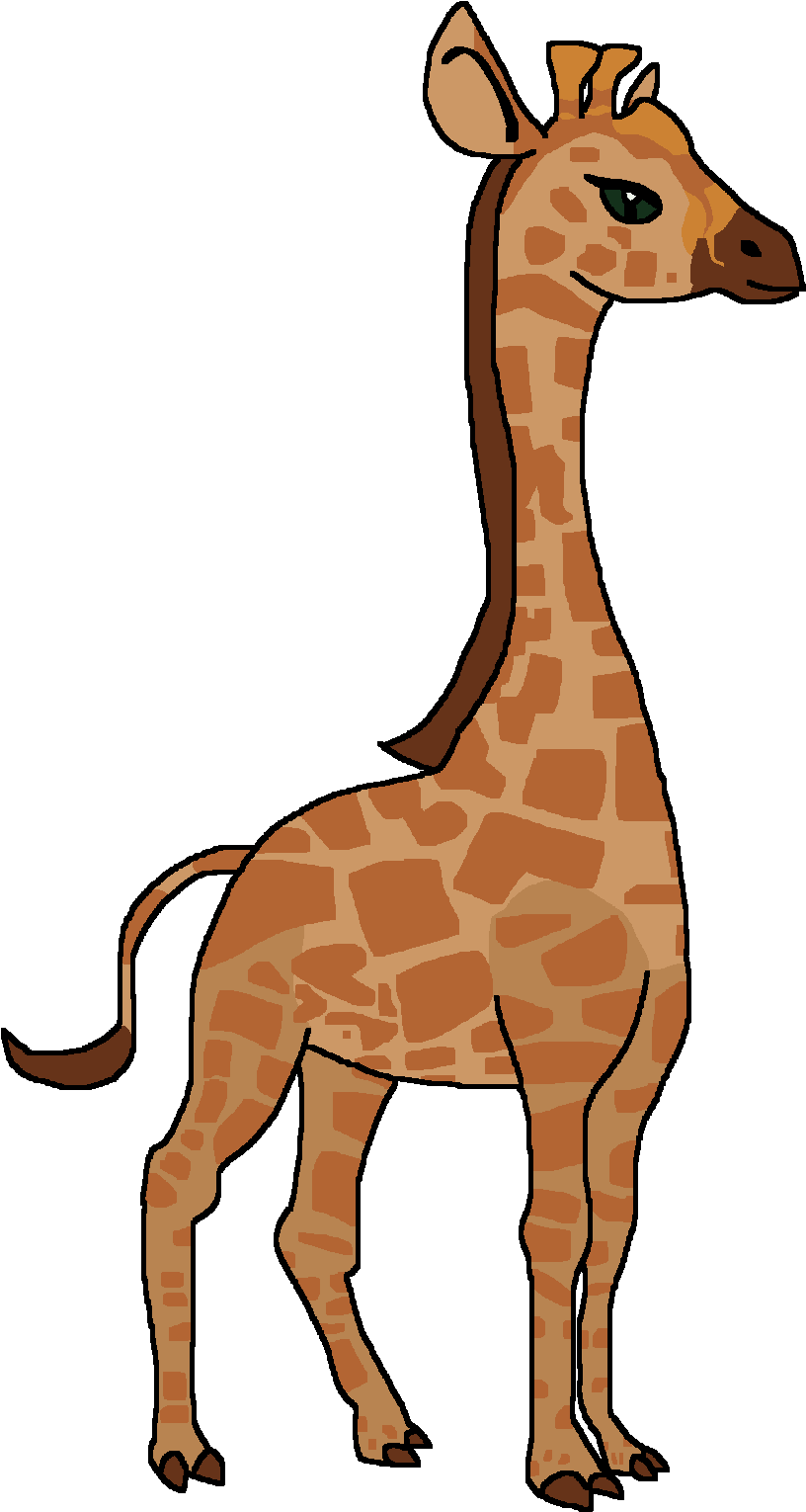 Cartoon Giraffe Standing Side View.png PNG image