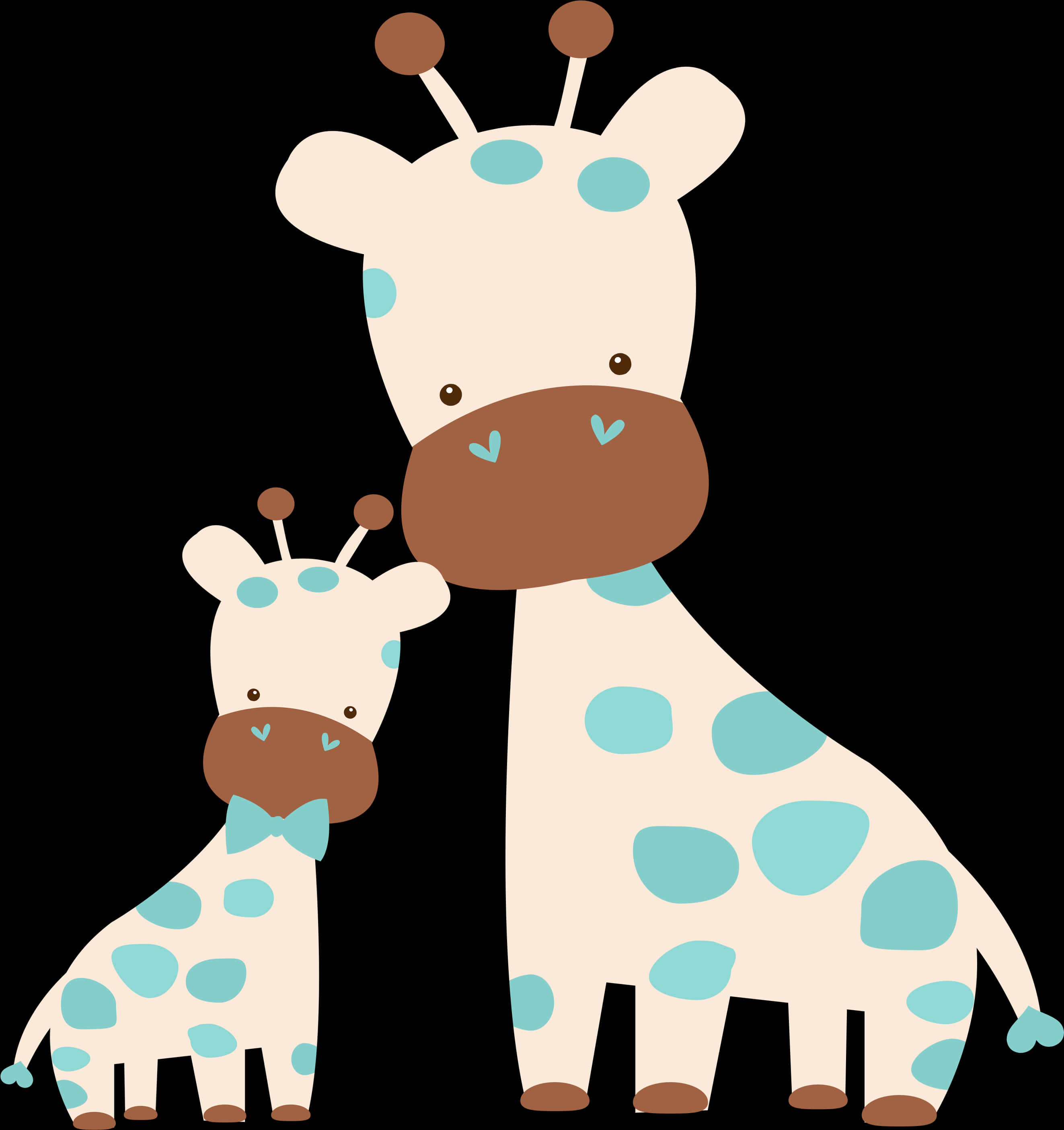 Cartoon Giraffeand Calf PNG image