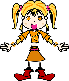 Cartoon Girl Character Vector PNG image