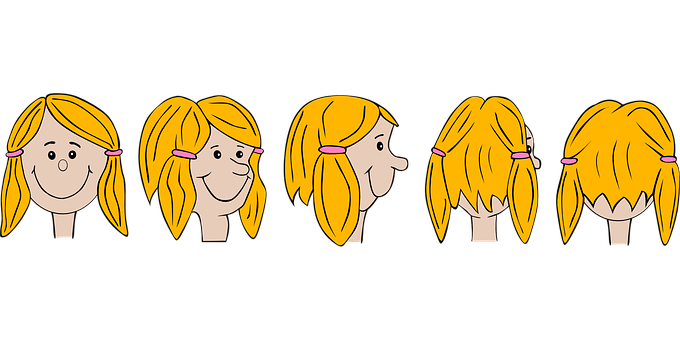 Cartoon Girl Hair Stages PNG image