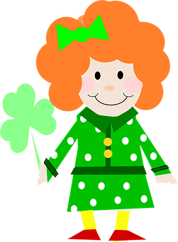 Cartoon Girl Holding Clover PNG image