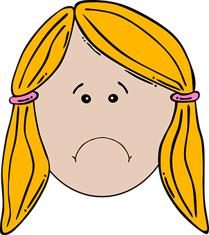 Cartoon Girl Sad Expression PNG image
