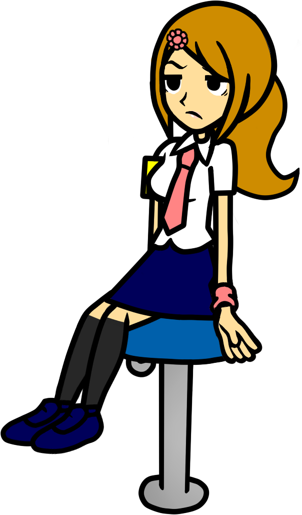 Cartoon Girl Sitting Sadly PNG image