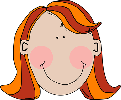 Cartoon Girl Smiling Face PNG image