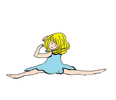 Cartoon Girl Split Jump Illustration PNG image