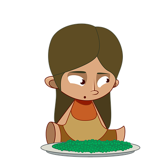 Cartoon Girl Unhappy With Food PNG image