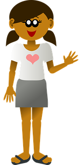 Cartoon Girl Waving Heart Shirt PNG image