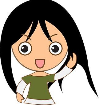 Cartoon Girl Waving Hello PNG image