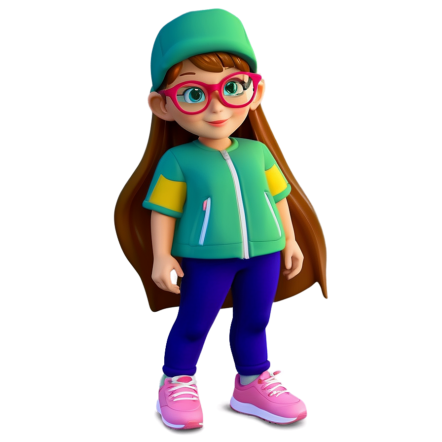 Cartoon Girl With Glasses Png Kvu7 PNG image