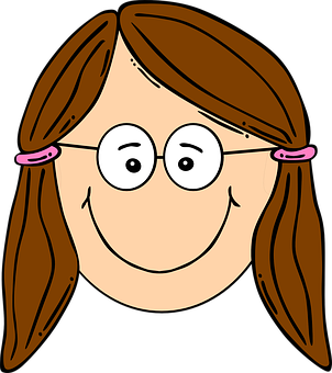 Cartoon Girl With Glasses PNG image