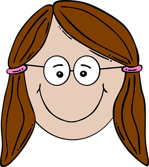 Cartoon Girl With Glasses PNG image