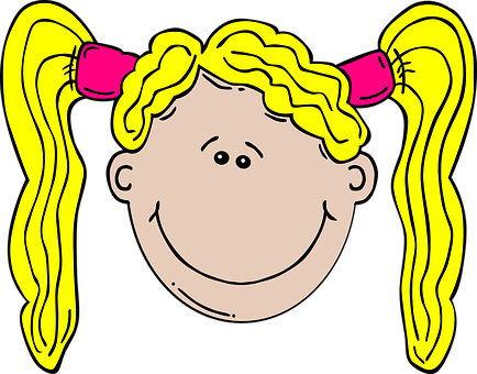 Cartoon Girl Yellow Pigtails PNG image