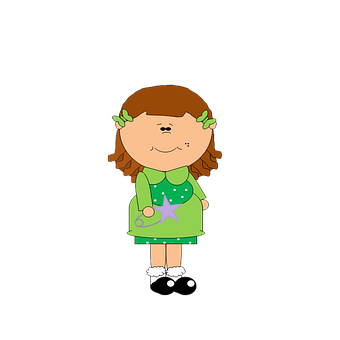 Cartoon Girlin Green Dress PNG image