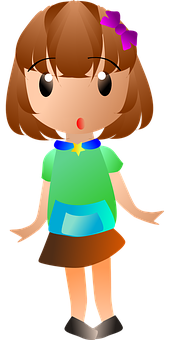 Cartoon Girlin Green Shirt PNG image