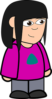 Cartoon Girlin Pink Shirt PNG image