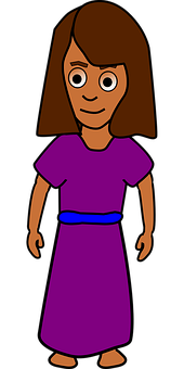 Cartoon Girlin Purple Dress PNG image