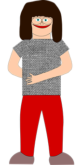 Cartoon Girlin Red Pants PNG image