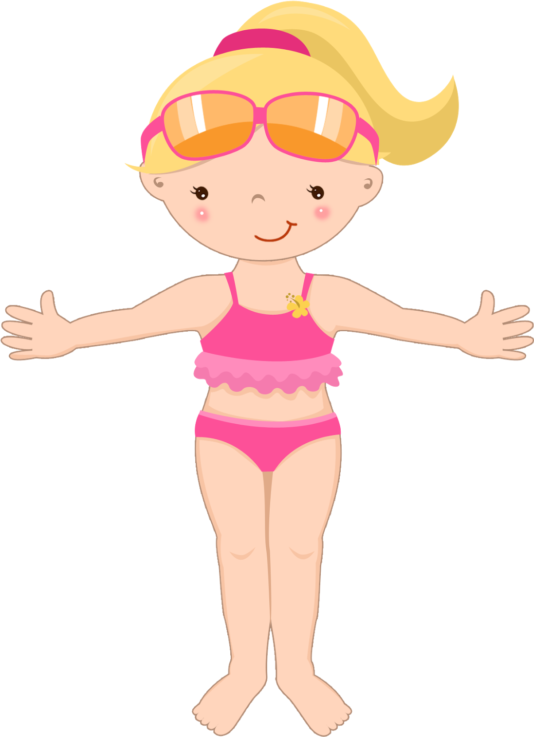 Cartoon Girlin Swimwear PNG image