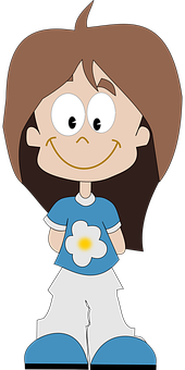 Cartoon Girlwith Flower Shirt PNG image