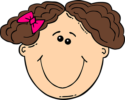 Cartoon Girlwith Pink Bow PNG image