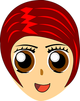 Cartoon Girlwith Red Headscarf PNG image