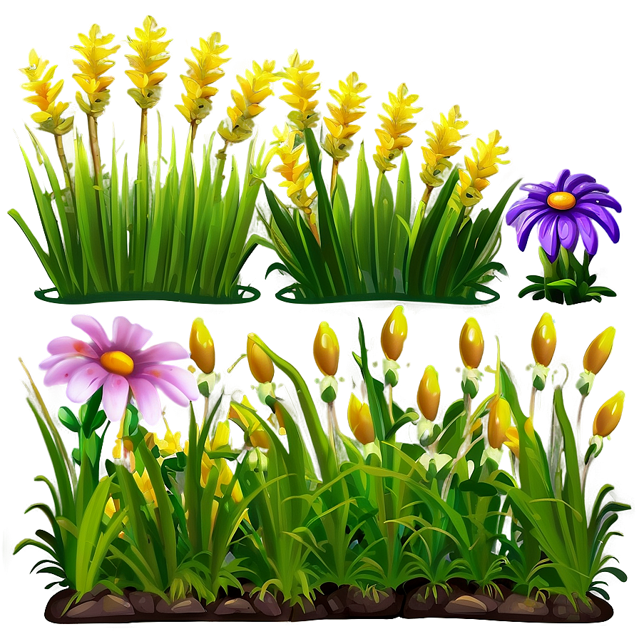 Cartoon Grass And Flowers Png 71 PNG image