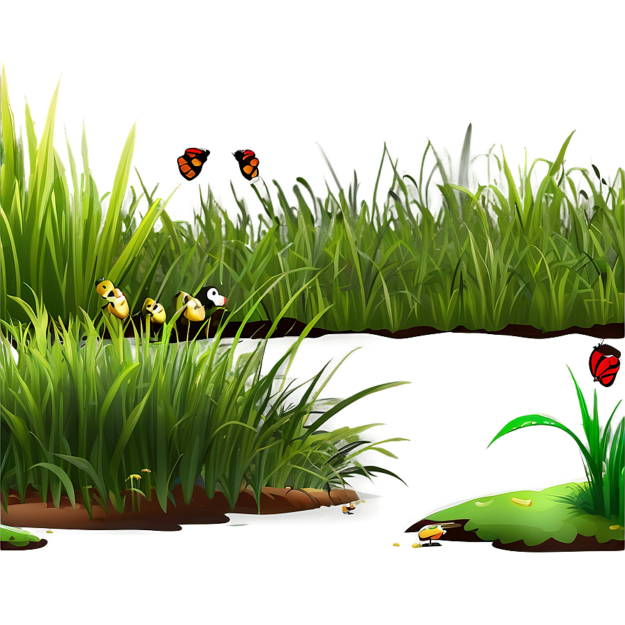 Cartoon Grass With Insects Png Fej52 PNG image