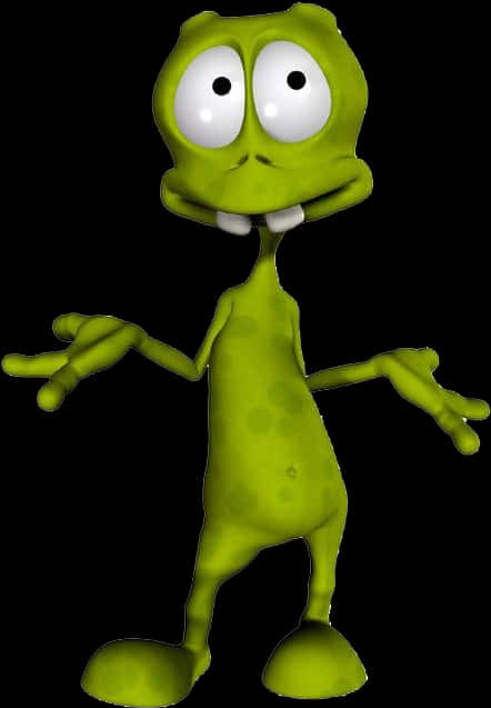 Cartoon Green Alien Standing PNG image