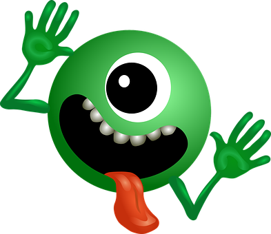 Cartoon Green Alien Sticking Out Tongue PNG image