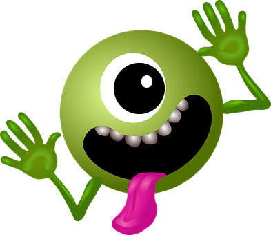 Cartoon Green Alien Sticking Out Tongue PNG image